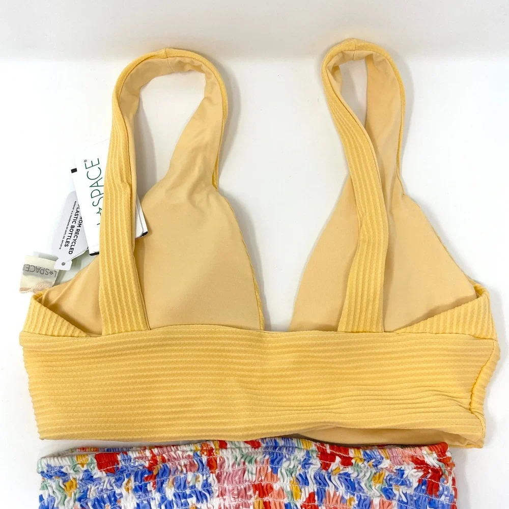 L*SPACE Fisher Barlette Bikini Set In Golden Hour Flowers Forever Small New